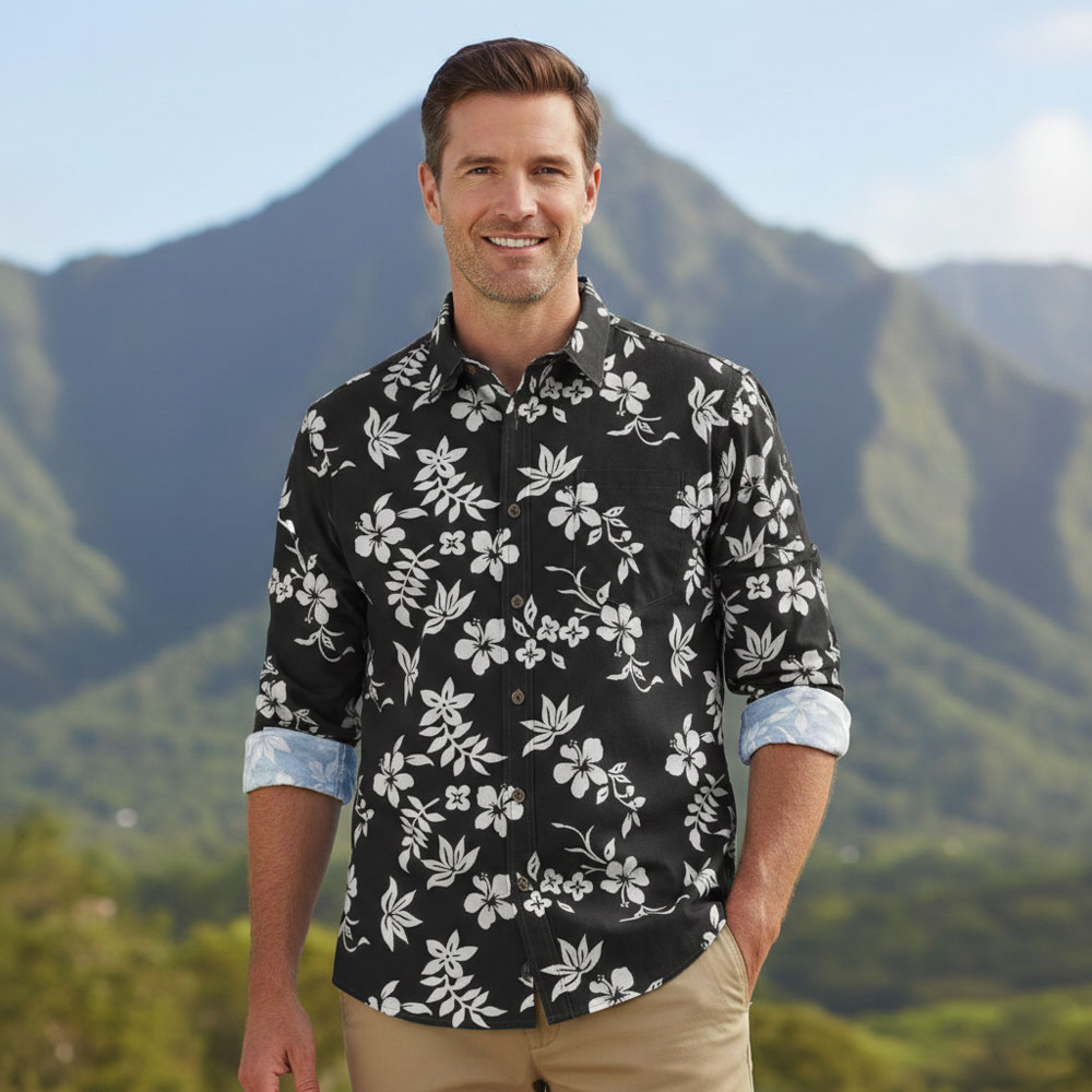 Ste™ Custom Logo Premium Hawaiian Long-Sleeve Shirt 4