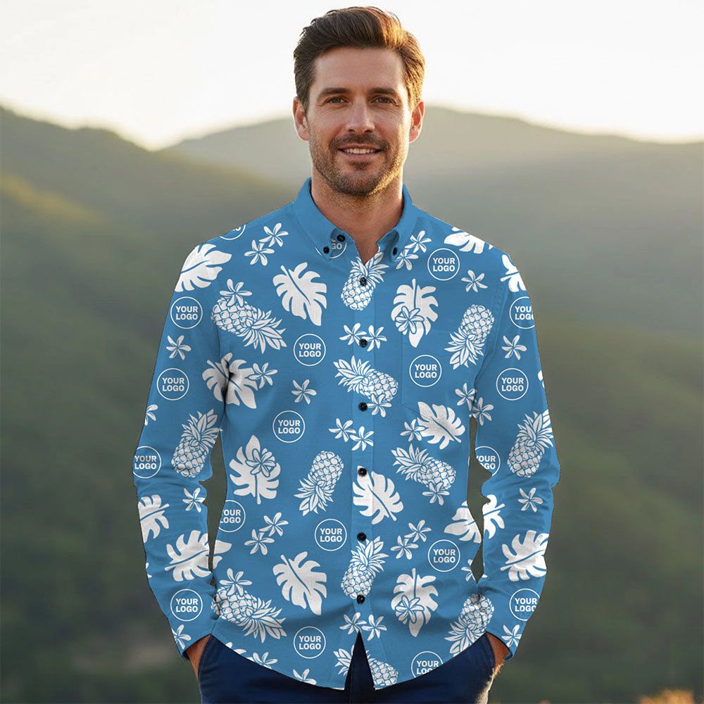 Ste™ Signature Pineapple Premium Hawaiian Long Sleeve Shirt 2